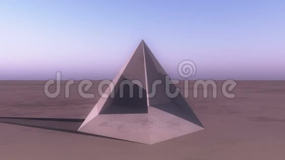 4K旋转玻璃金字塔从天空到地面的荒野科幻世界视频的预览图