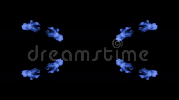 墨水万花筒是一种抽象的墨水背景如罗夏测试8蓝色墨水或烟雾以黑色缓慢隔离视频的预览图