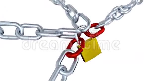一个挂锁锁四个金属链与两个带缩放效应的无限旋转视频的预览图