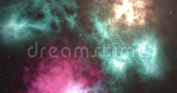 星状外层空间背景与星云五彩缤纷的星空夜空外层空间背景3D动画视频的预览图