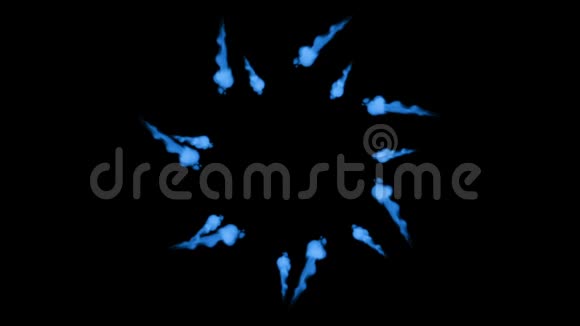荧光蓝墨水或烟雾形成的恒星在缓慢运动中孤立在黑色上蓝色油漆在水中会起反应用于墨水视频的预览图