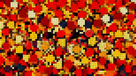 马赛克与许多小彩色方块片计算机生成的背景3D渲染视频的预览图
