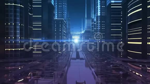 城市街道的电子未来视频的预览图