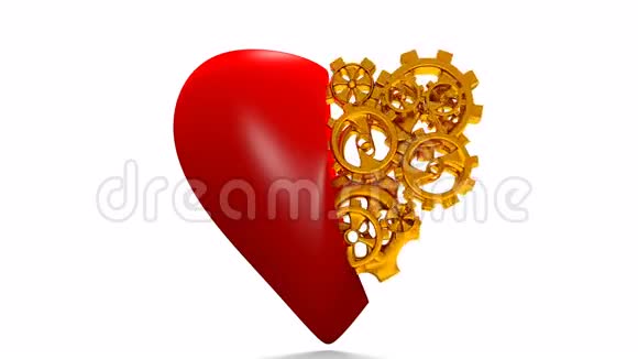 齿轮的心脏健康的概念机械心脏阿尔法通道视频回路视频的预览图