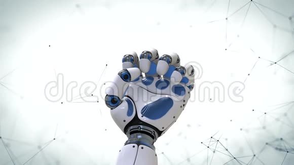 4K机器人手臂机器人手在未来的背景下运动视频的预览图