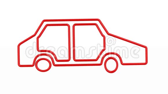 白色背景上的剪影红色汽车孤立的三维渲染视频的预览图
