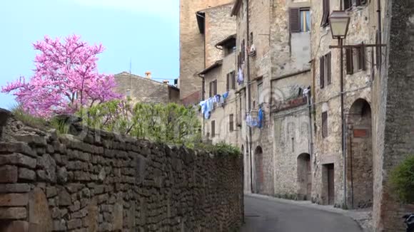 空荡荡的意大利小镇老街视频的预览图
