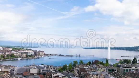 日内瓦城莱曼湖和水的全景视频的预览图