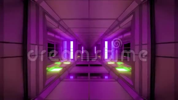 未来主义科幻飞机库隧道走廊与玻璃窗3d插图现场壁纸运动背景无尽视频的预览图