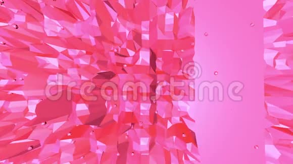 玫瑰或粉红色低聚波动表面作为简单的背景红色多边形几何振动环境或脉动视频的预览图