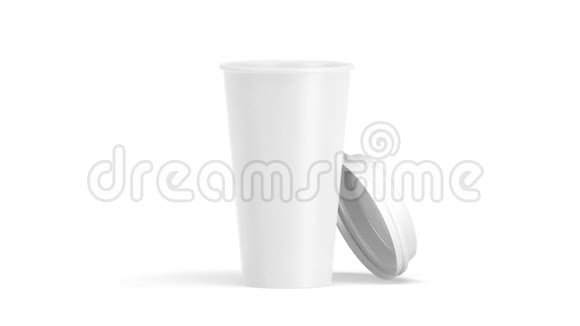 空白白色一次性纸杯打开塑料盖子模拟视频的预览图