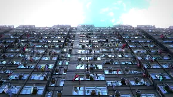 贫穷的公寓房透视天空3D渲染4k视频的预览图