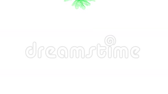 绿色墨水滴在白色背景上的水中三维渲染体素图形烟雾计算机模拟视频的预览图