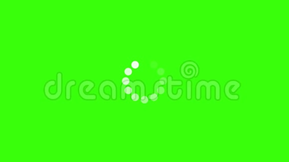 4k加载屏幕绿色背景上的白点动画圈视频的预览图