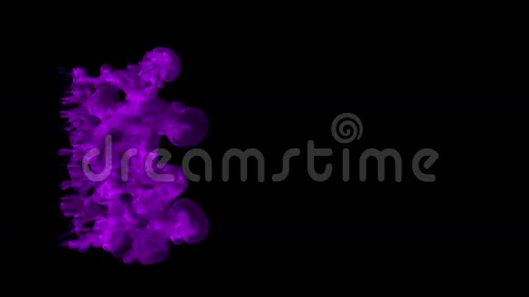 计算机图形像紫罗兰色的墨水在黑色的背景下在水中扩散三维渲染体素图形计算机计算机视频的预览图