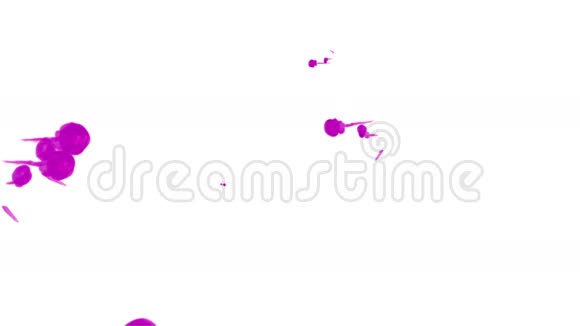 紫罗兰色墨水滴在白色背景上以达到效果三维渲染体素图形计算机模拟27视频的预览图