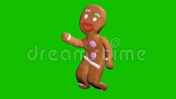 姜饼人正在跳圣诞舞庆的概念绿色前面的循环动画视频的预览图