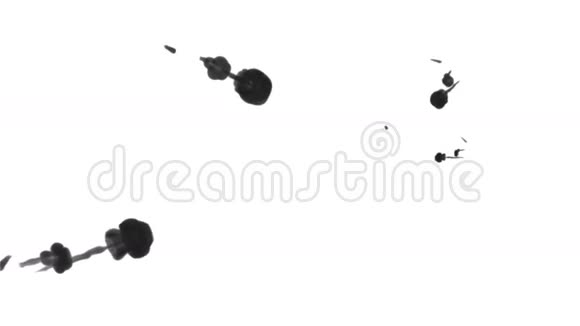 黑色墨水滴在白色背景上以达到效果三维渲染体素图形计算机模拟32视频的预览图