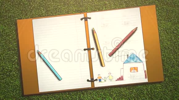 用笔记本和铅笔特写儿童背景学校背景视频的预览图