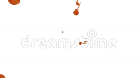橙色墨水滴在白色背景上以达到效果三维渲染体素图形计算机模拟36视频的预览图