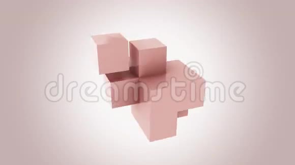 抽象粉红色立方体不断组装加法增长和扩张的概念4K无缝循环运动背景视频的预览图