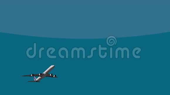 四大引擎客机飞越天空4K3D卡通动画移民离开旅行概念视频的预览图