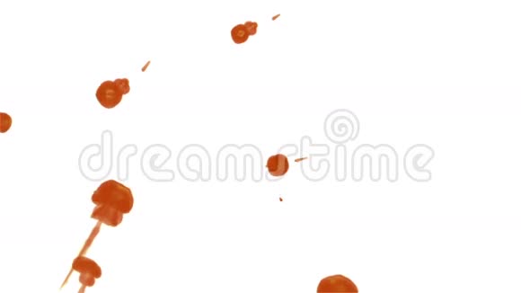 橙色墨水滴在白色背景上以达到效果三维渲染体素图形计算机模拟22视频的预览图