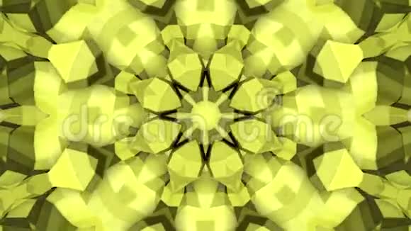 黄色抽象万花筒三维渲染视频的预览图