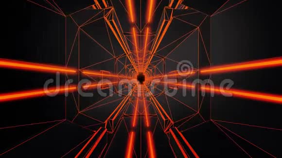 3D橙霓虹灯隧道循环运动背景视频的预览图