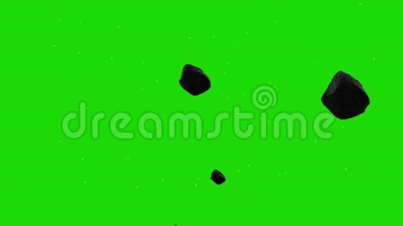 小行星在绿色屏幕背景下盘旋在太空视频的预览图