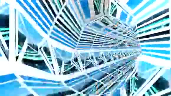 在3D蓝色隧道里面在终点出口视频的预览图