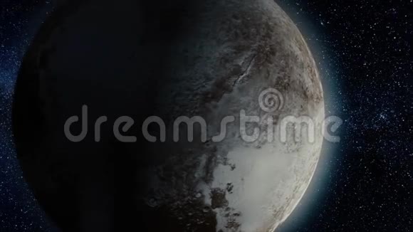 冥王星美丽的3D动画冥王星行星旋转与阿尔法通道地球冥王星动画视频的预览图