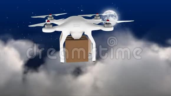 一架有包裹在空中飞行的无人机的动画视频的预览图