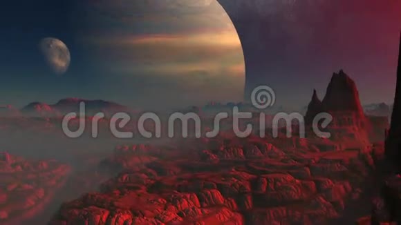 气体巨人月亮和红色星球视频的预览图