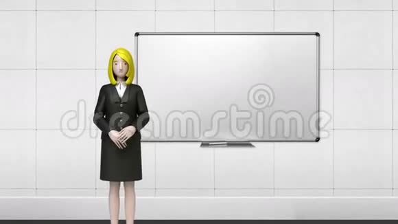 女商人角色显示演示文稿手势指向会议室前白板2包括阿尔法视频的预览图