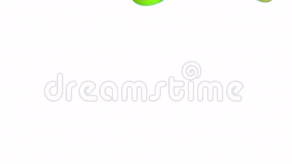 绿色苹果落在白色背景阿尔法频道CG上的部分视频的预览图