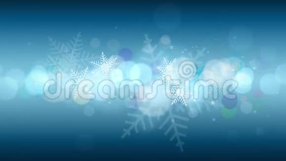 蓝色的冬天背景与波克和雪花无缝环视频的预览图
