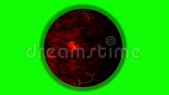 绿色屏幕背景下的混沌火山行星视频的预览图