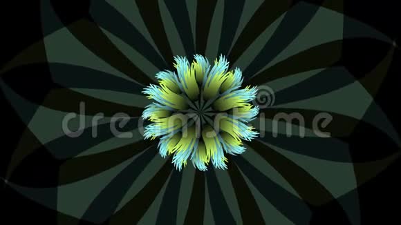 带旋转元素的深色背景上的分形花曼达拉风格的神秘物体视频的预览图
