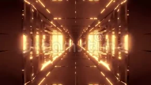 未来主义金属科幻空间走廊三维插图现场壁纸运动背景发光灯和视频的预览图
