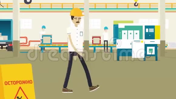 制作动画上的人一个留着胡子和头盔的人在制作动画上工作精力充沛的人视频的预览图