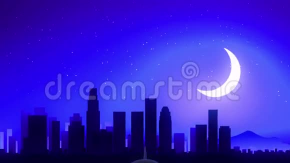 美国加州飞机起飞月夜蓝天线旅行视频的预览图