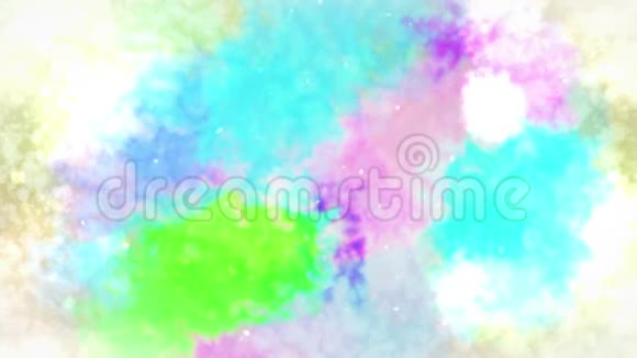 水彩五颜六色的飞溅抽象墨水背景手绘水彩背景循环CG动画视频的预览图