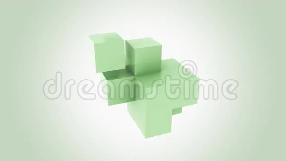 绿色立方体无限组装增加增加增长和生态的概念8K无缝环现代运动视频的预览图