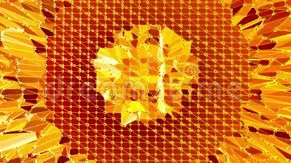 橙色低聚表面作为景观或分子结构多边形数字马赛克移位环境或视频的预览图