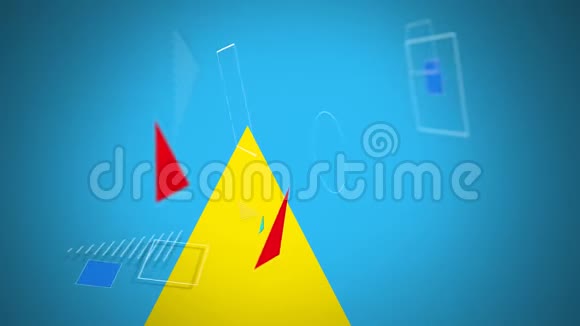 蓝色背景上五颜六色的几何形状视频的预览图