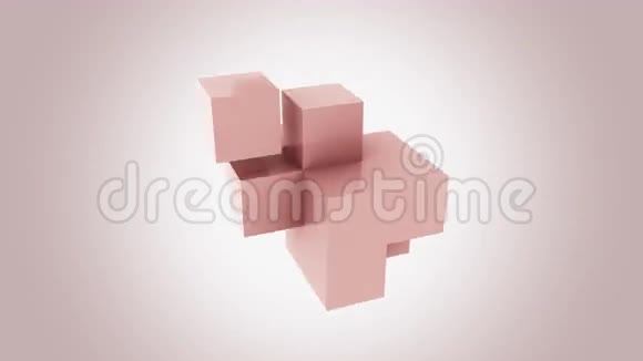 粉红色的立方体无限组装加法增长和扩张的概念8K无缝环现代运动背景视频的预览图