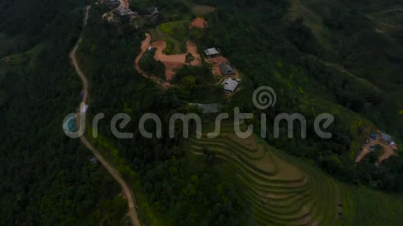 越南北部萨帕的空中无人机稻米梯田的镜头2019年10月视频的预览图