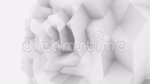 白色三维低聚涡流球体运动背景为现代报道和演示4K无缝循环动画ProRes视频的预览图