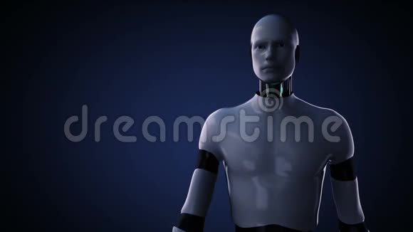 机器人半机器人打开手掌风力涡轮机白色背景生态能源包括阿尔法视频的预览图